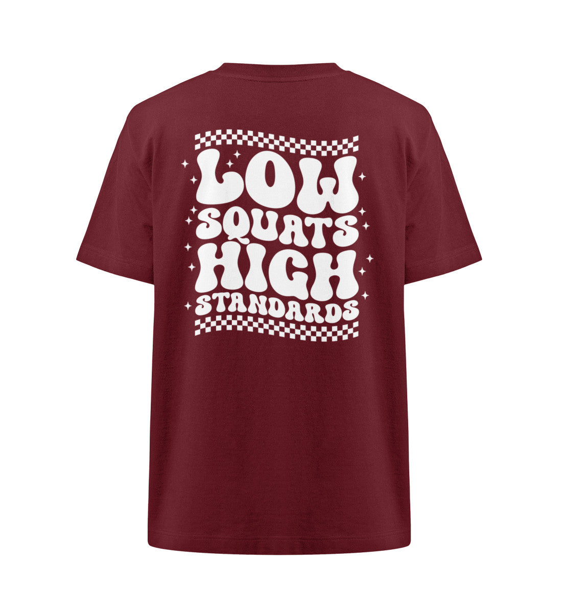 Organic Damen Heavy Oversized T-Shirt "LOW SQUATS 2" Burgundy