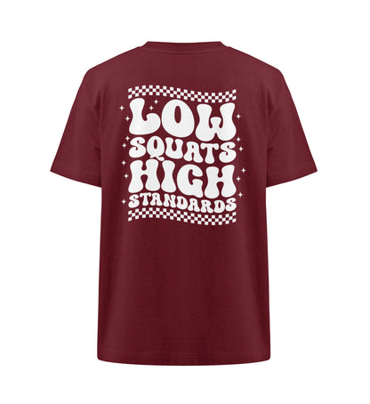 Organic Damen Heavy Oversized T-Shirt "LOW SQUATS 2" Burgundy