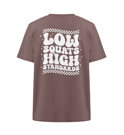 Organic Damen Heavy Oversized T-Shirt "LOW SQUATS 2" Kaffa Coffee