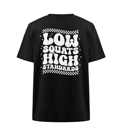 Organic Damen Heavy Oversized T-Shirt "LOW SQUATS 2" Schwarz