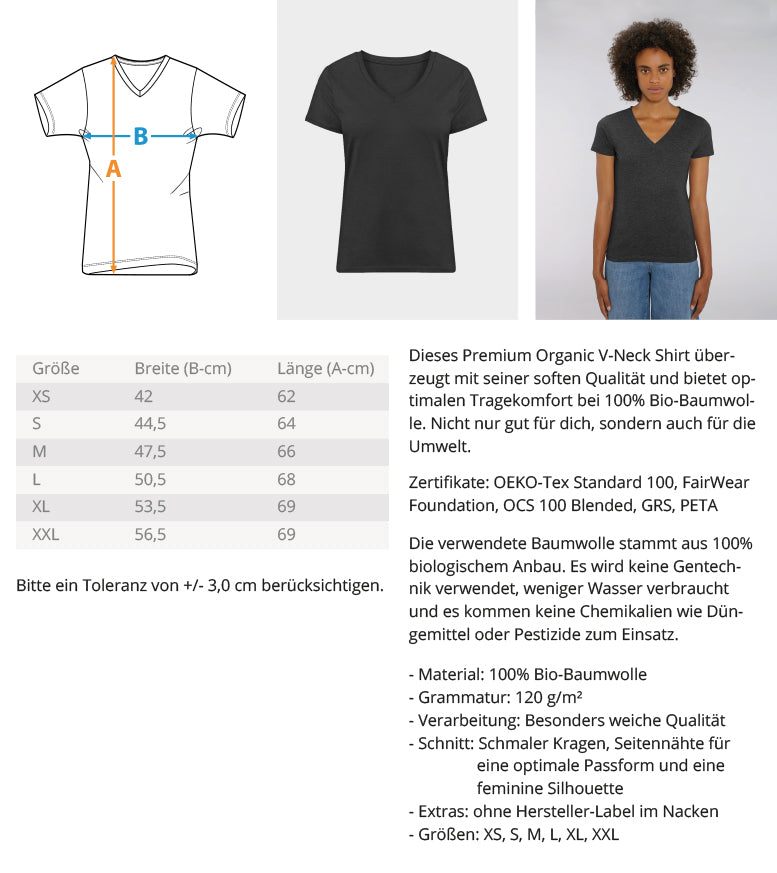 Organic Damen V-Neck T-Shirt "BE LIMITLESS" Measurement