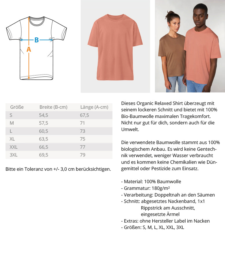 Organic Unisex Relaxed T-Shirt UNALOME LOTUS Measurement