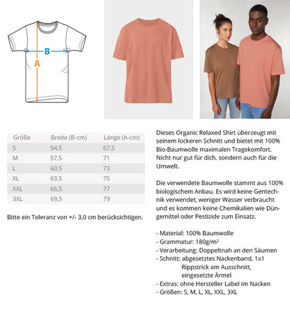 Organic Unisex Relaxed T-Shirt UNALOME LOTUS II Measurement