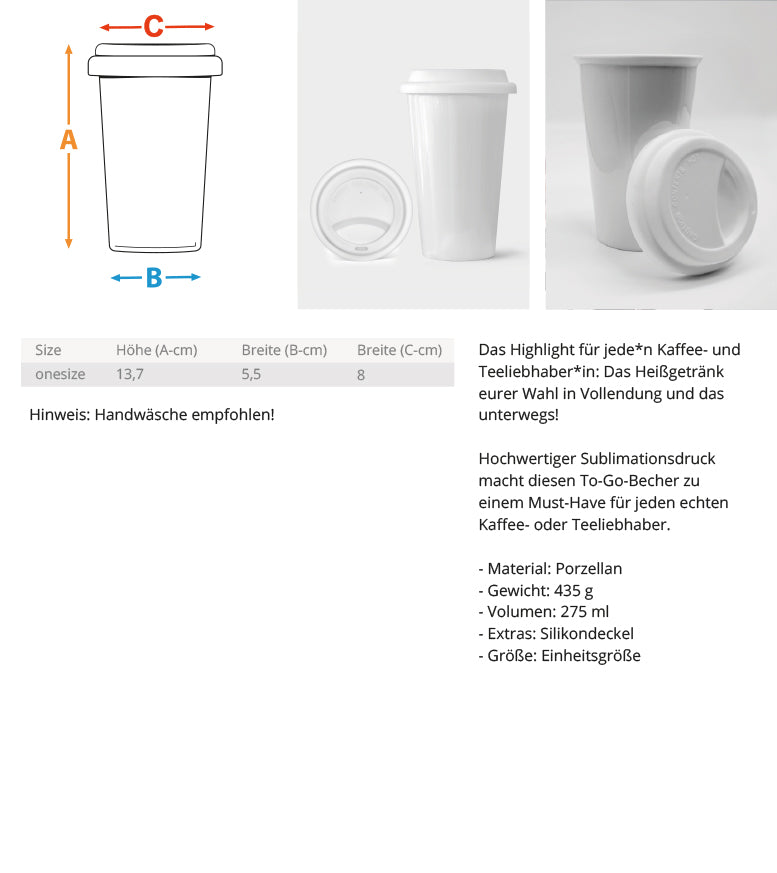 To-Go Becher aus Porzellan "Shine Bright" Measurement