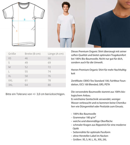 Organic Premium Unisex T-Shirt "GERMAN SPARTAN" Measurement