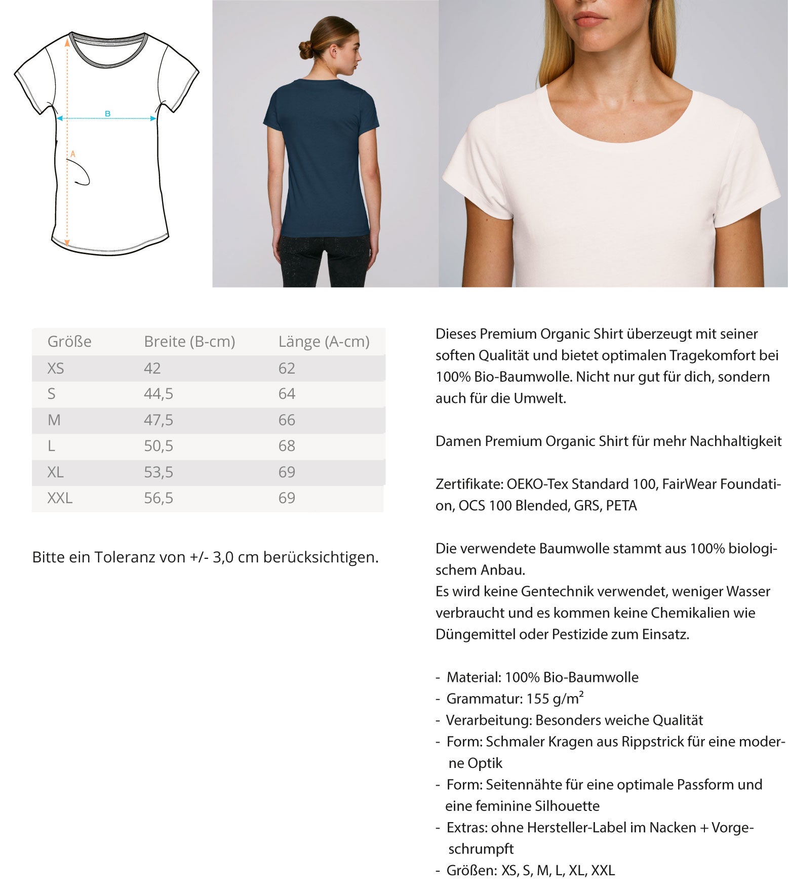 Organic Damen T-Shirt SYMBOLS VIII Measurement