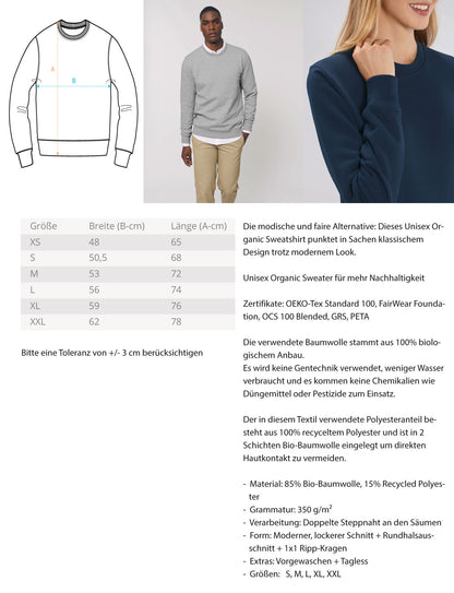 Organic Unisex Sweatshirt "BUTTERFLY" Measurement