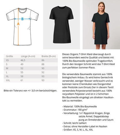 "ONLYGAINS" Organic Damen T-Shirt Kleid Measurement