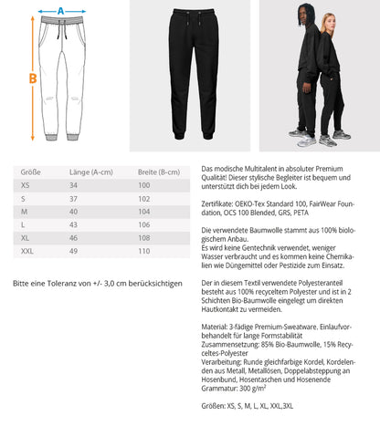 Organic Unisex Jogginghose mit Stick (300 g/m²) / INVINCIBLE Measurement