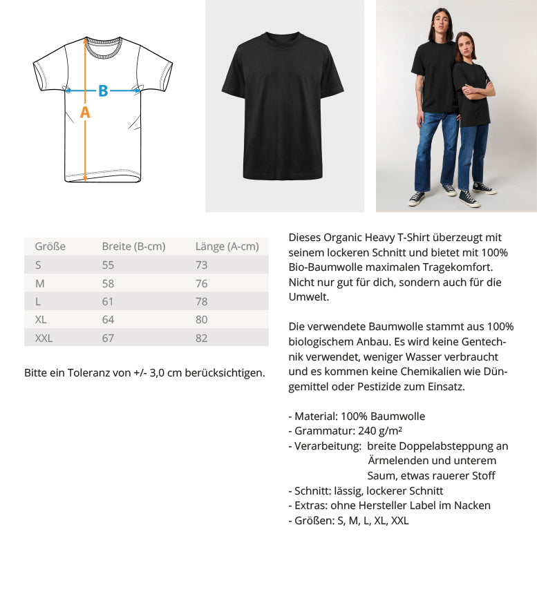 Organic Unisex Heavy Oversized T-Shirt "PICK UP ARTIST" Measurement