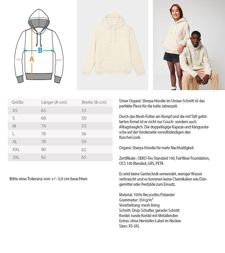 Organic Sherpa Hoodie "DREAM" Measurement