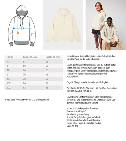 Organic Sherpa Hoodie "DREAM" Measurement