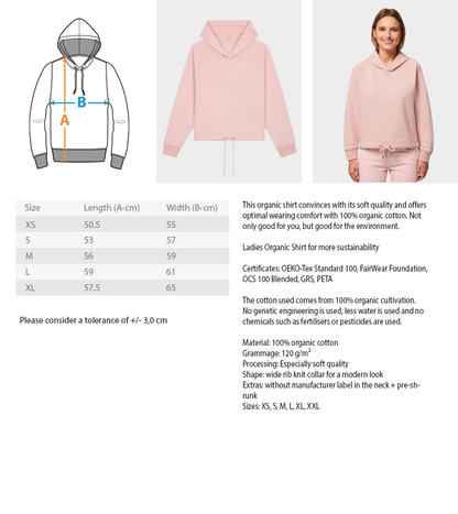 Damen Organic Boxcut Hoodie "BOOTY" Measurement