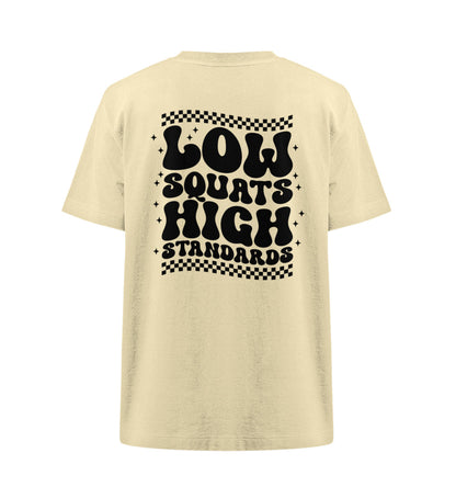 Organic Damen Heavy Oversized T-Shirt "LOW SQUATS" Natural Raw