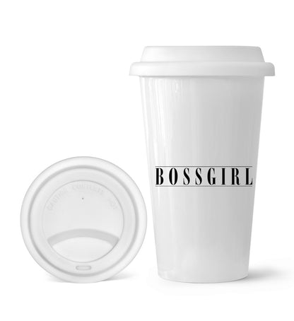 To-Go Becher aus Porzellan "BOSSGIRL"