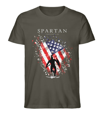 Organic Premium Unisex T-Shirt "USA SPARTAN II" Khaki