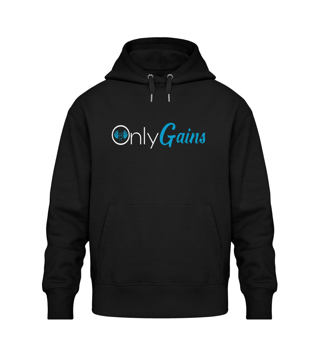 "ONLYGAINS" Organic Unisex Oversized Hoodie Schwarz