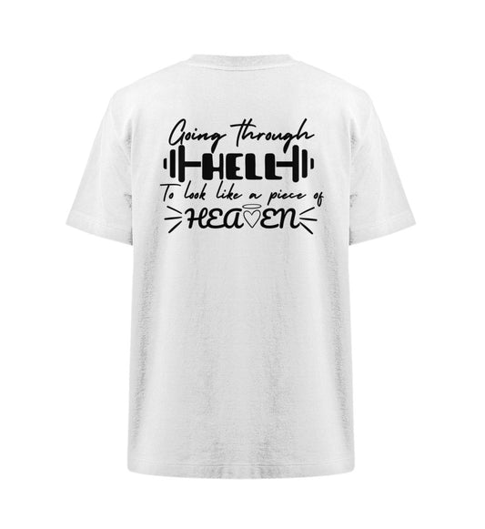 Organic Unisex Heavy Oversized T-Shirt "GOING THROUGH HELL" White
