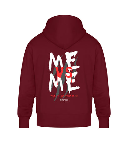 Organic Unisex Oversized Hoodie "ME VS ME" Burgundy