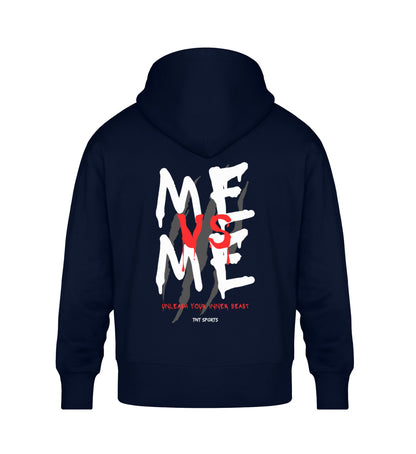 Organic Unisex Oversized Hoodie "ME VS ME" French Navy