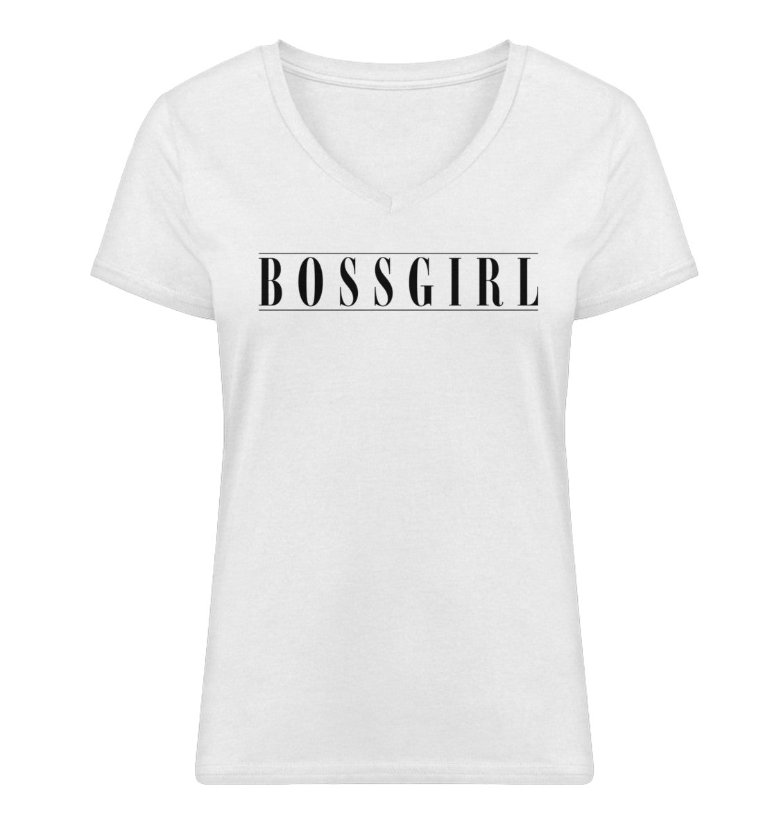 Organic Damen V-Neck T-Shirt "BOSSGIRL II" White