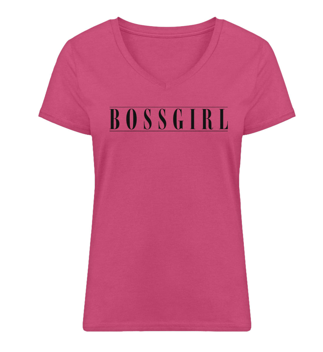 Organic Damen V-Neck T-Shirt "BOSSGIRL II" Raspberry