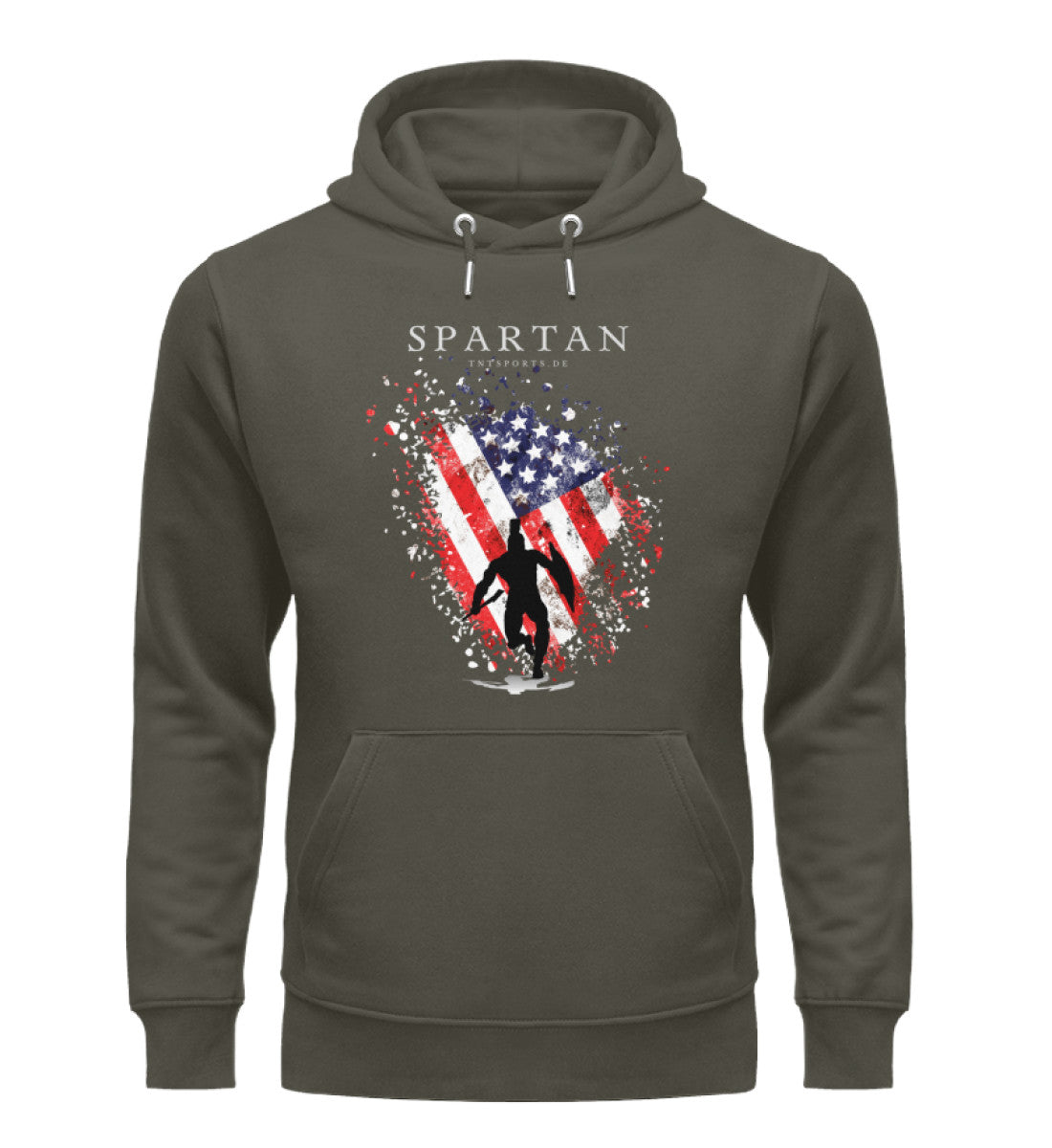 Organic Premium Unisex Hoodie "USA SPARTAN II" Khaki