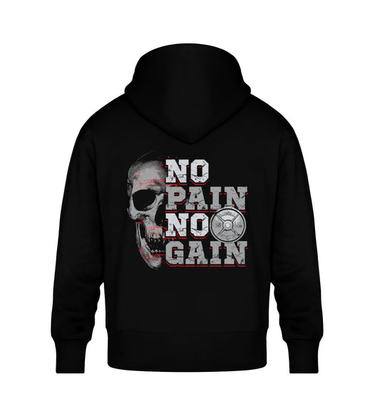 Organic Unisex Oversized Hoodie "NO PAIN NO GAIN" Schwarz
