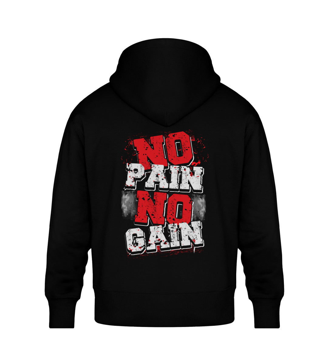 Organic Unisex Oversized Hoodie "NO PAIN NO GAIN II" Schwarz