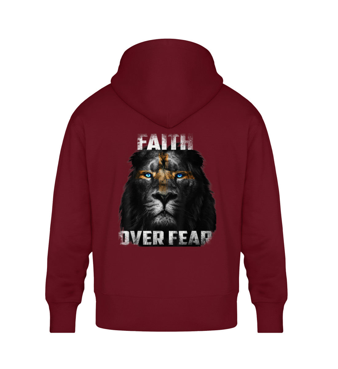 Organic Unisex Oversized Hoodie "FAITH" Burgundy