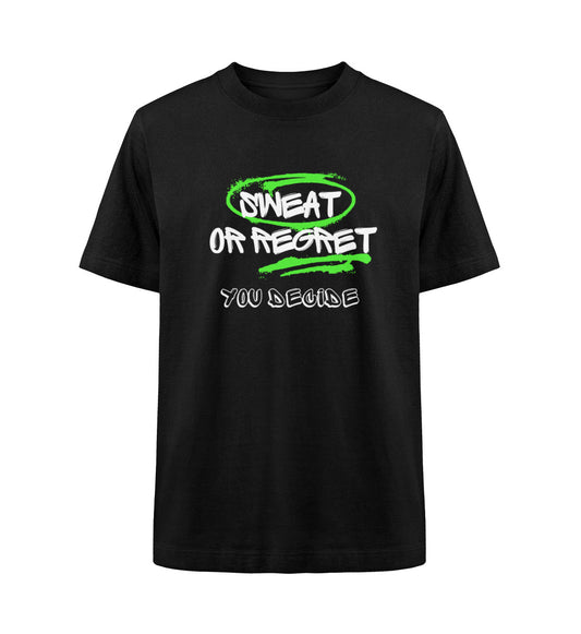 Organic Unisex Heavy Oversized T-Shirt "SWEAT OR REGRET" Schwarz