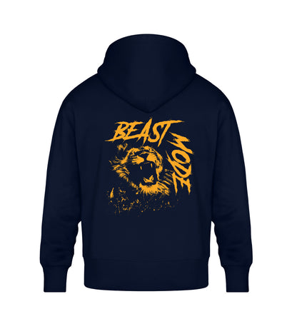 Organic Unisex Oversized Hoodie "BEAST MODE - LION" French Navy