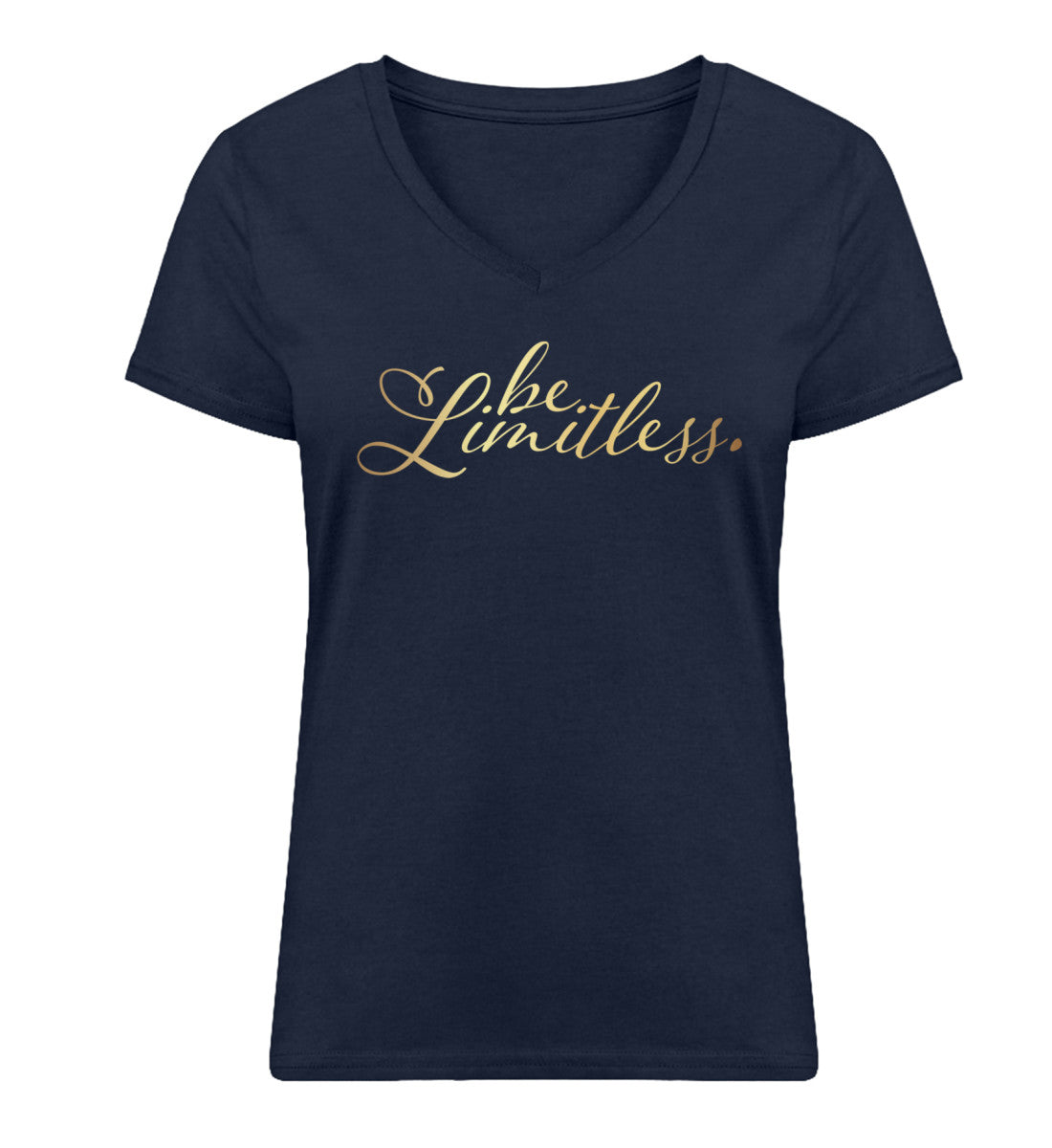 Organic Damen V-Neck T-Shirt "BE LIMITLESS" French Navy