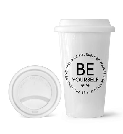 To-Go Becher aus Porzellan "BE YOURSELF"