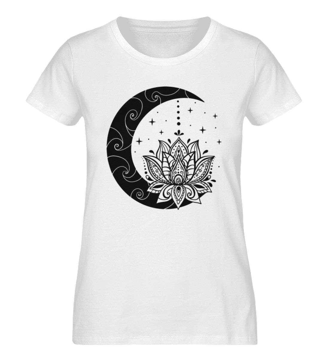 Organic Damen T-Shirt MOON & LOTUS White