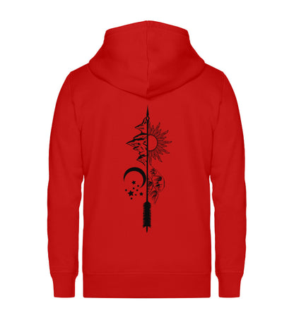 "WILDERNESS" Organic Unisex Zipper-Hoodie Red