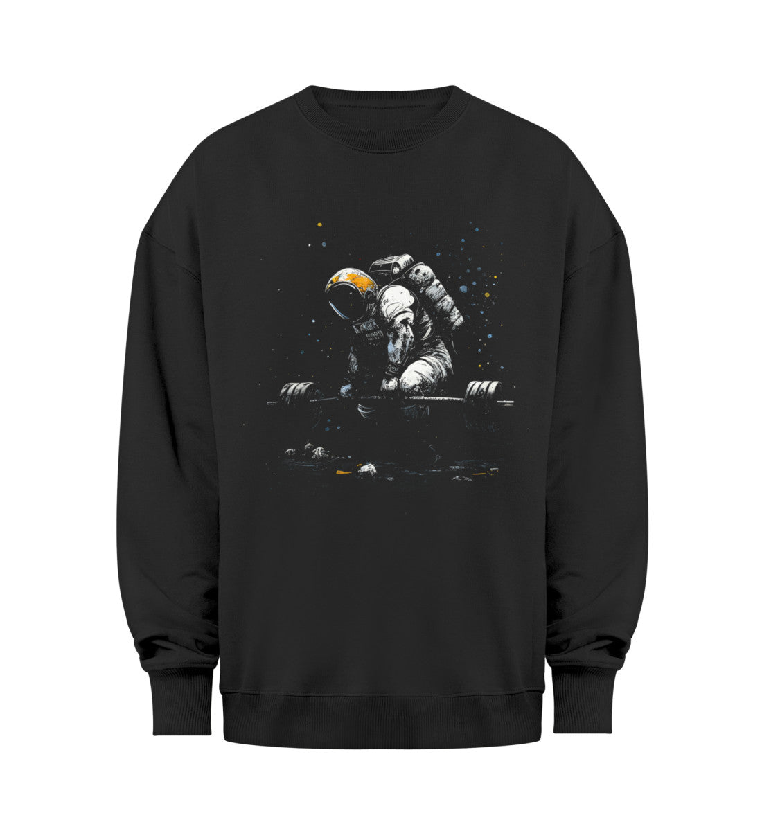 "LIFTING ASTRONAUT" Organic Unisex Oversized Sweatshirt  Schwarz