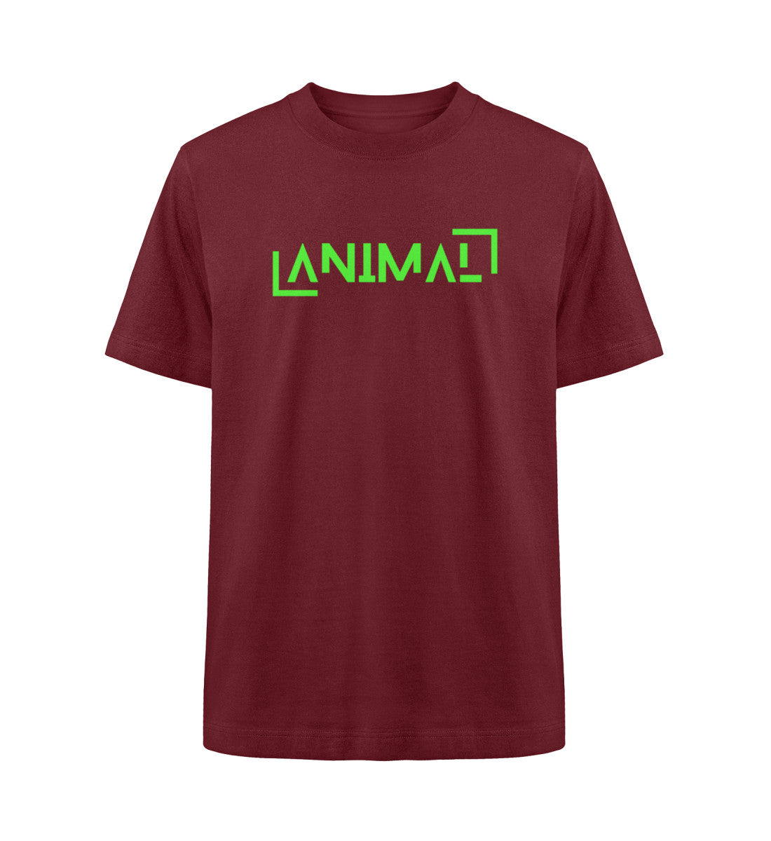 Organic Unisex Heavy Oversized T-Shirt "ANIMAL" Burgundy