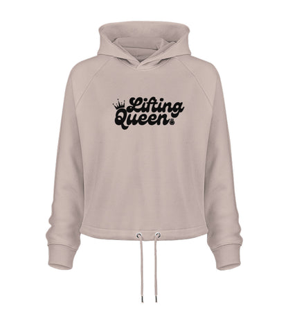 Damen Organic Boxcut Hoodie "LIFTING QUEEN" Cream Heather Pink