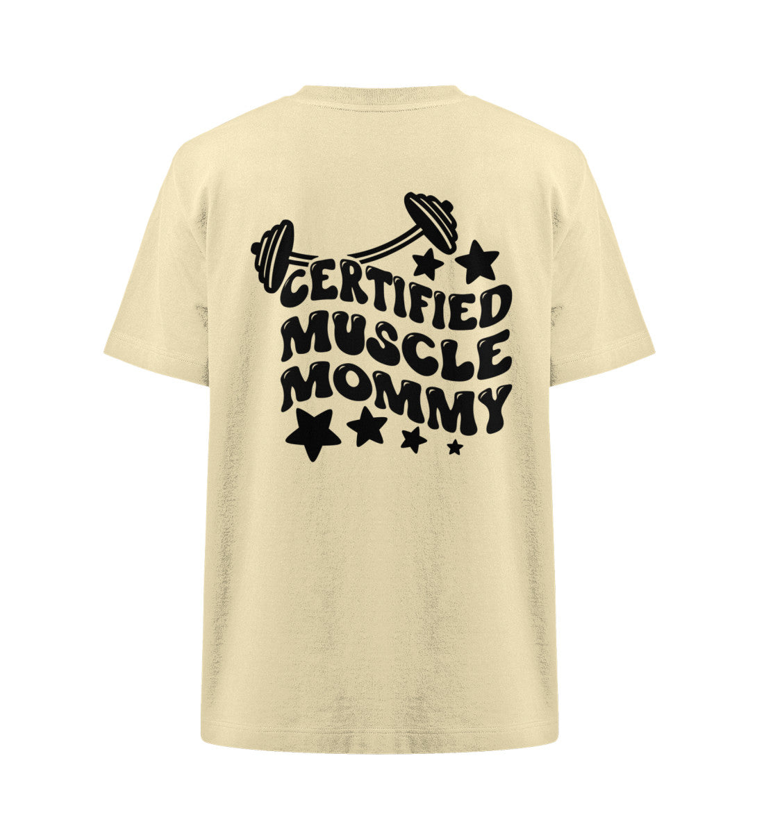 Organic Damen Heavy Oversized T-Shirt "MUSCLE MOMMY" Natural Raw