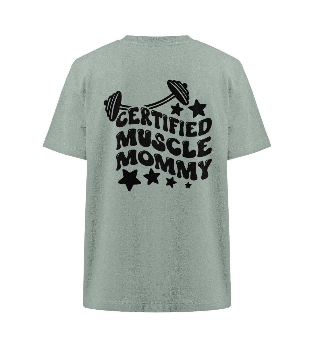 Organic Damen Heavy Oversized T-Shirt "MUSCLE MOMMY" Aloe