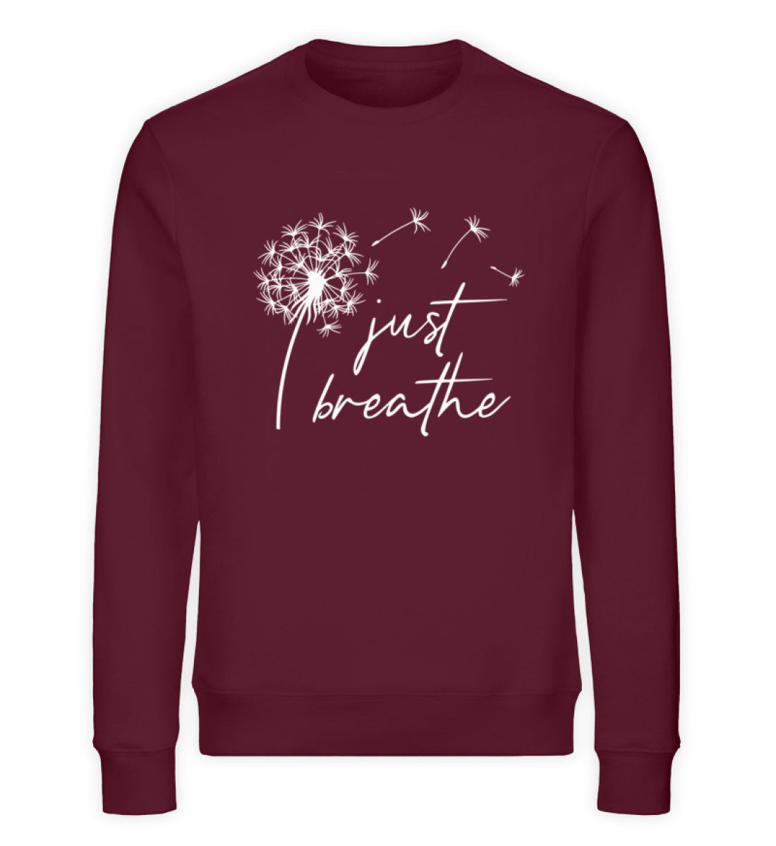 Organic Damen Sweatshirt Just Breathe Burgund