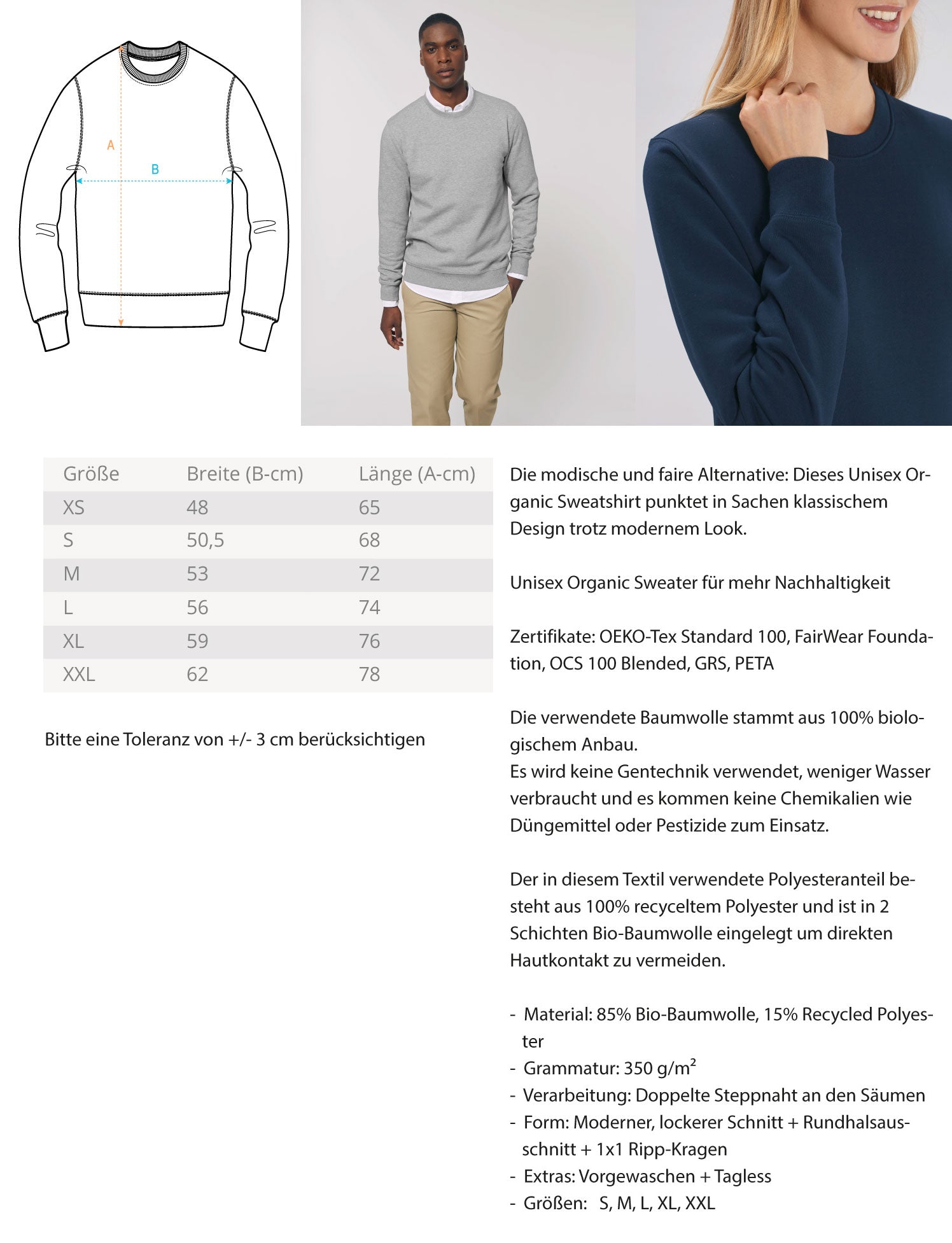 Organic Damen Sweatshirt Just Breathe Info