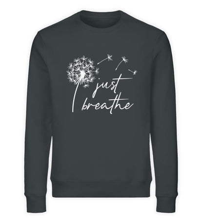 Organic Damen Sweatshirt Just Breathe Inkgrey