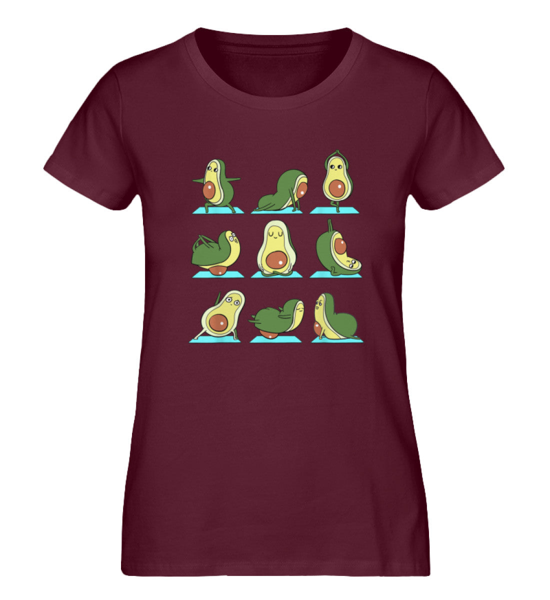 Damen T-Shirt Avocado Burgund