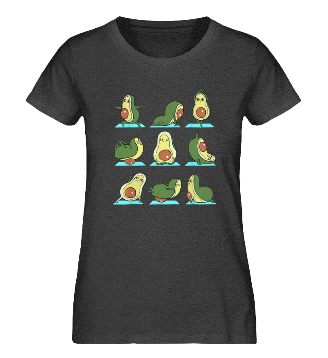 Damen T-Shirt Avocado Dunkelgrau-Meliert