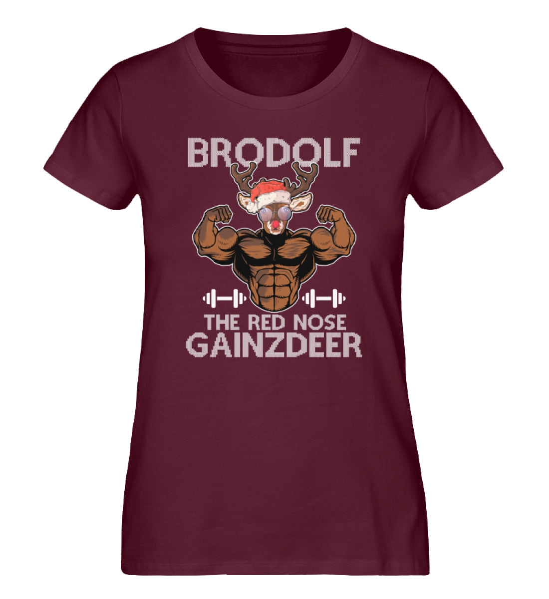 Organic Damen T-Shirt Brodolf Burgund