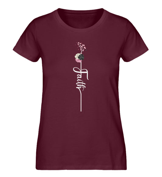 Organic Damen T-Shirt Faith Burgund