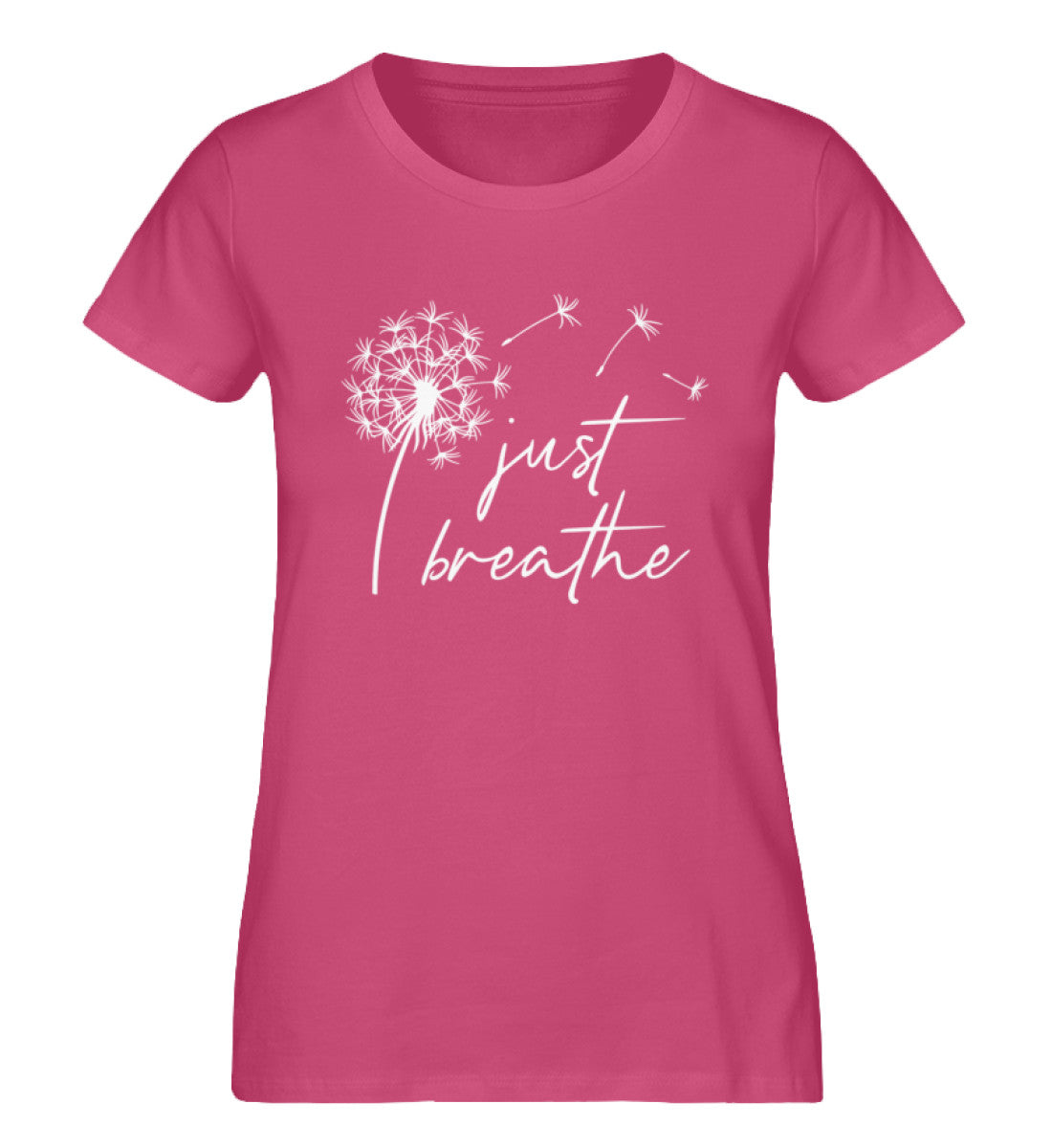 Organic Damen T-Shirt Just Breathe Raspberry