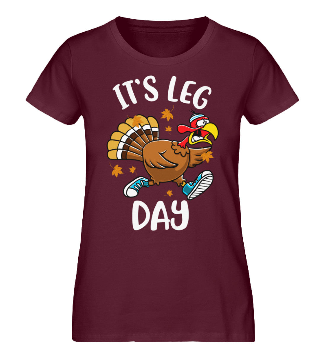 Organic Damen T-Shirt LEG DAY Burgund